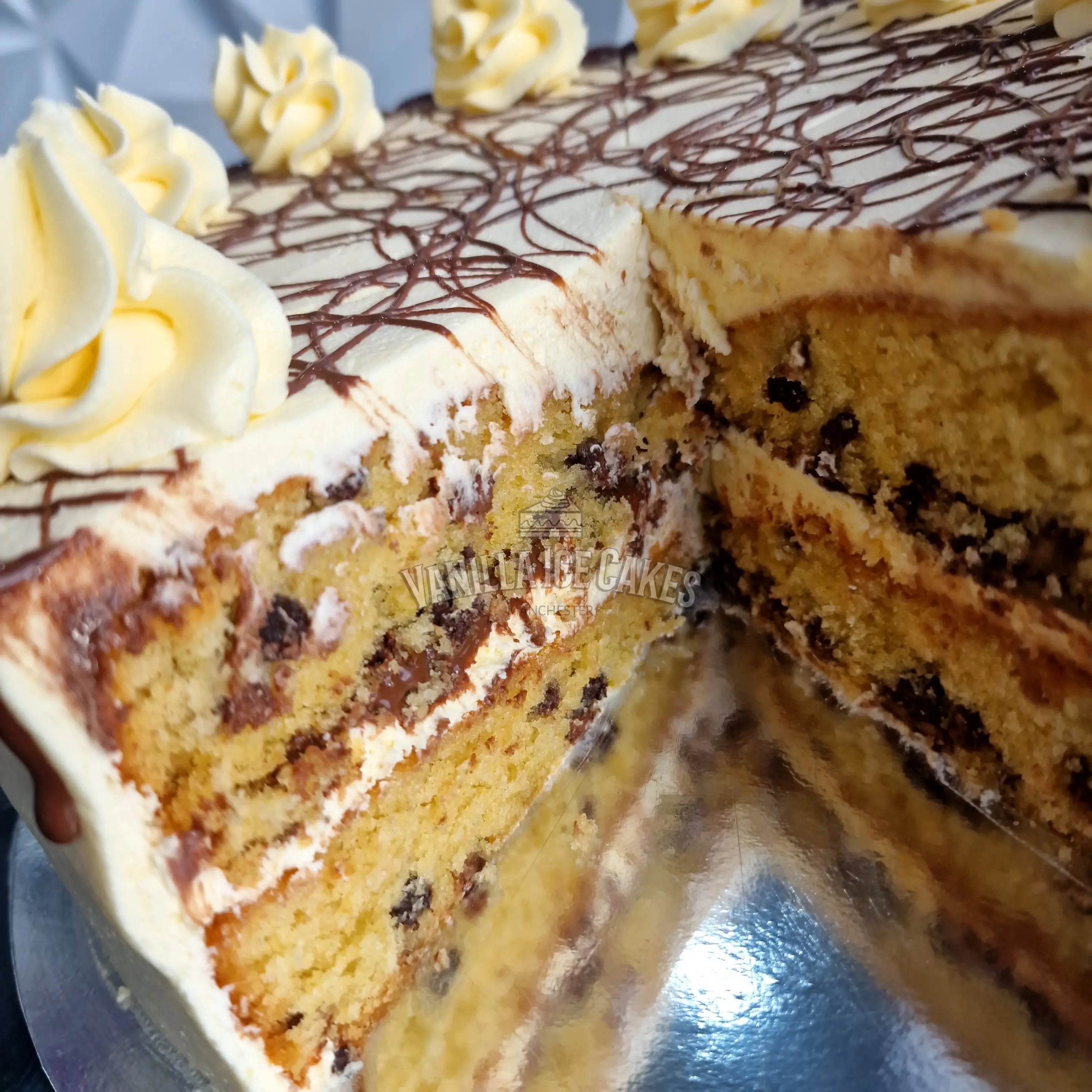 Chocolate Chip Nutella Cake Slice