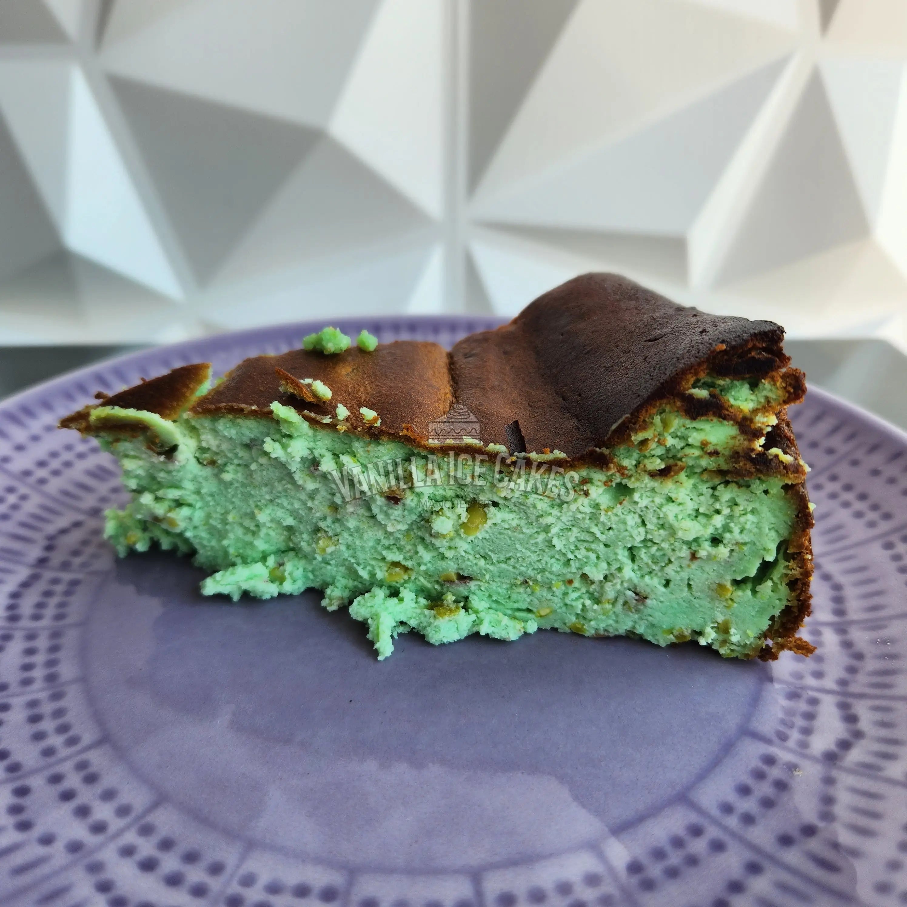 Pistachio San Sebastian Cheesecake Slice