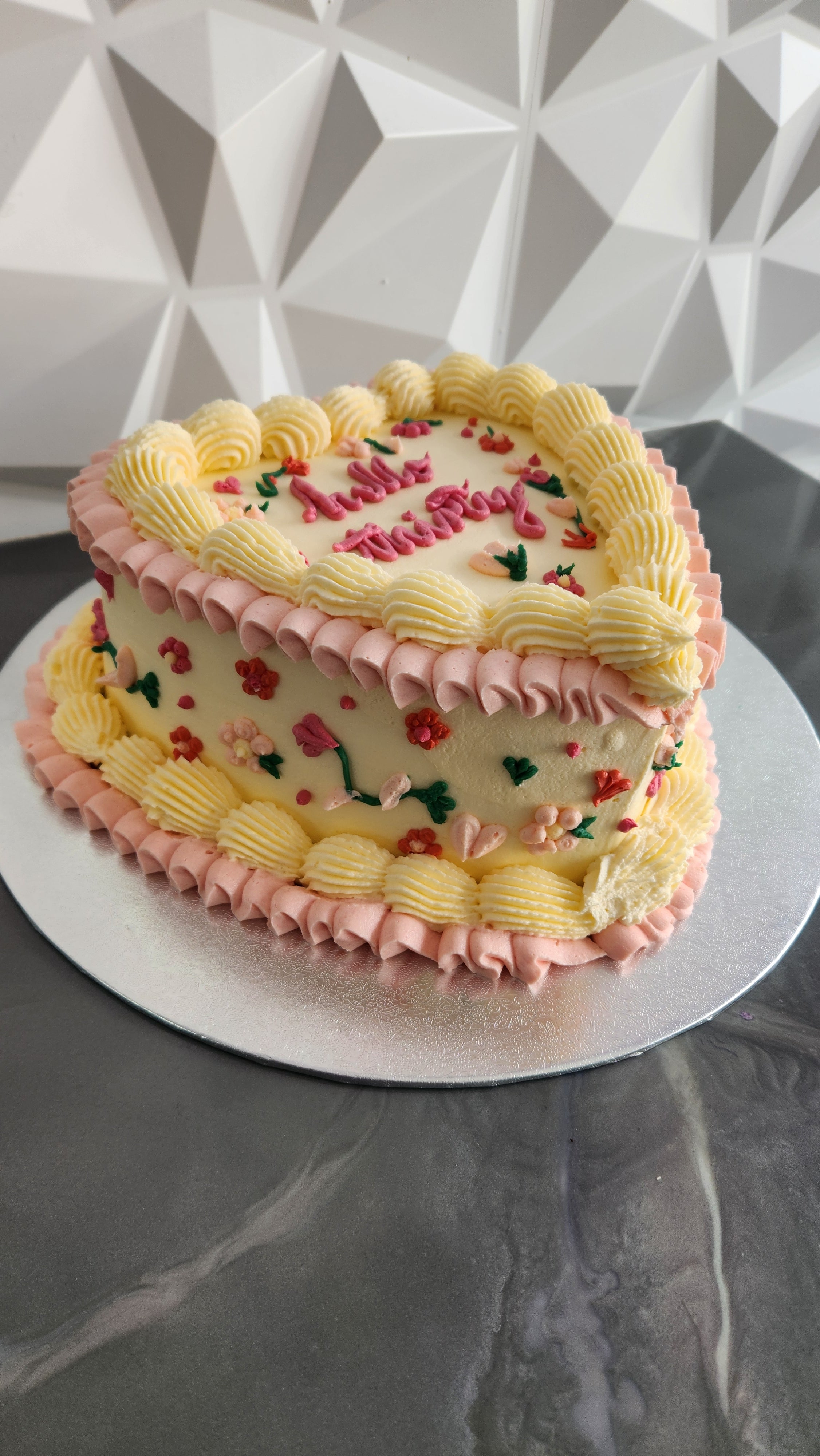 Heart Floral Vintage Cake