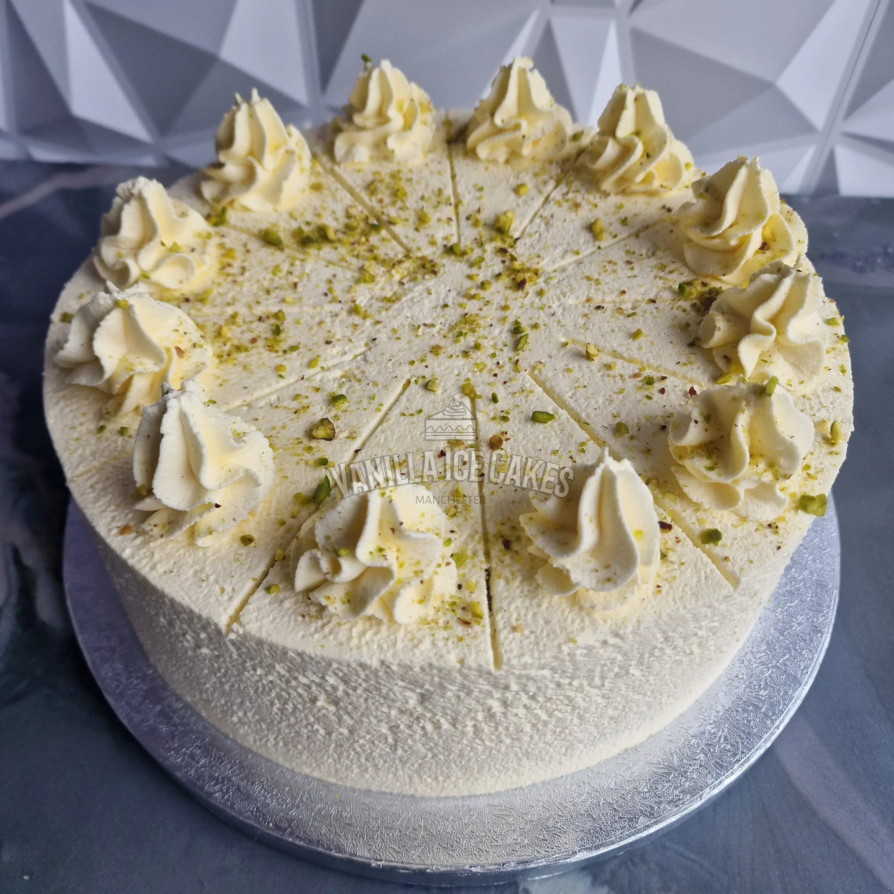 Fresh Cream Pistachio Cake Slice