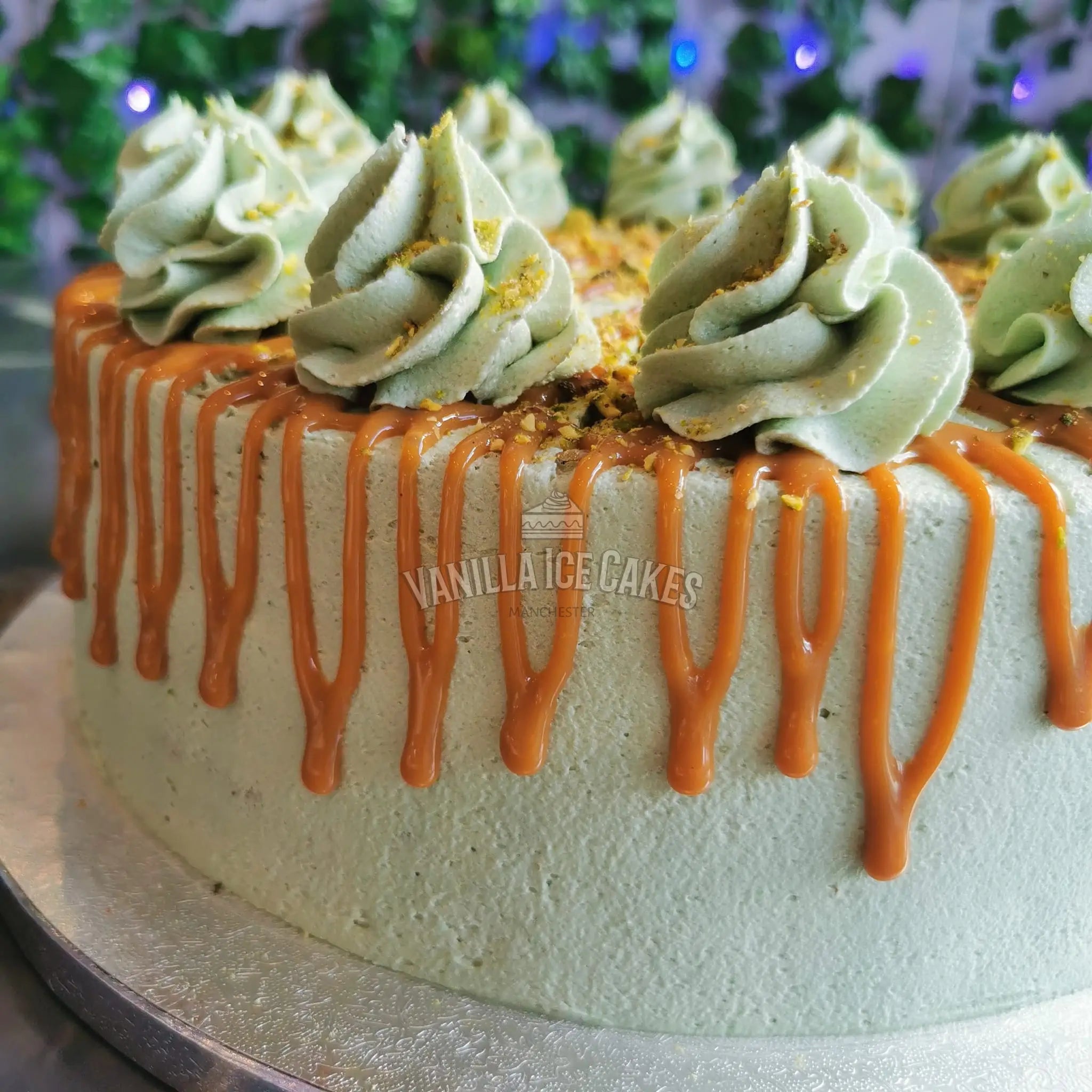 Caramel & Pistachio Cake Slice