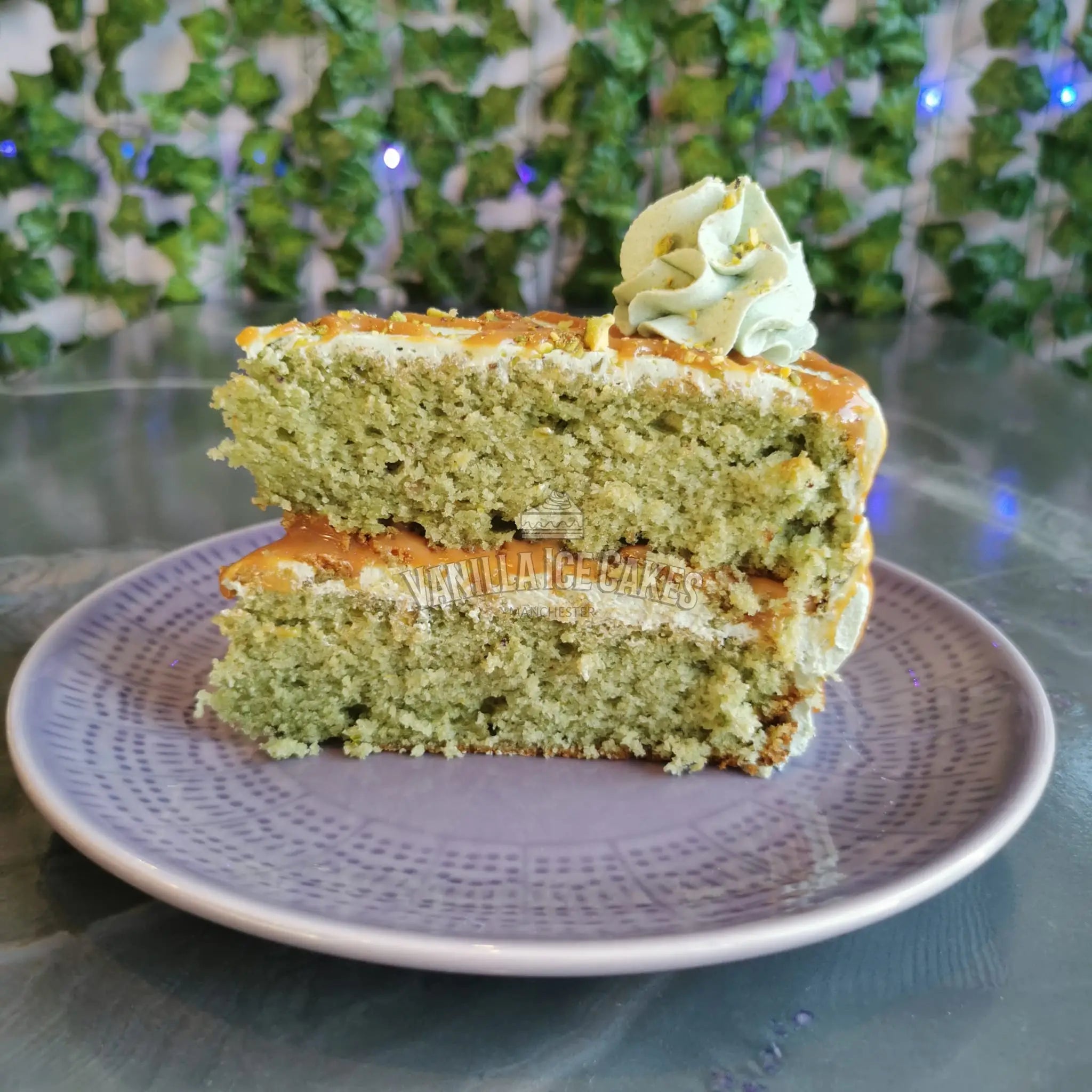 Caramel & Pistachio Cake Slice