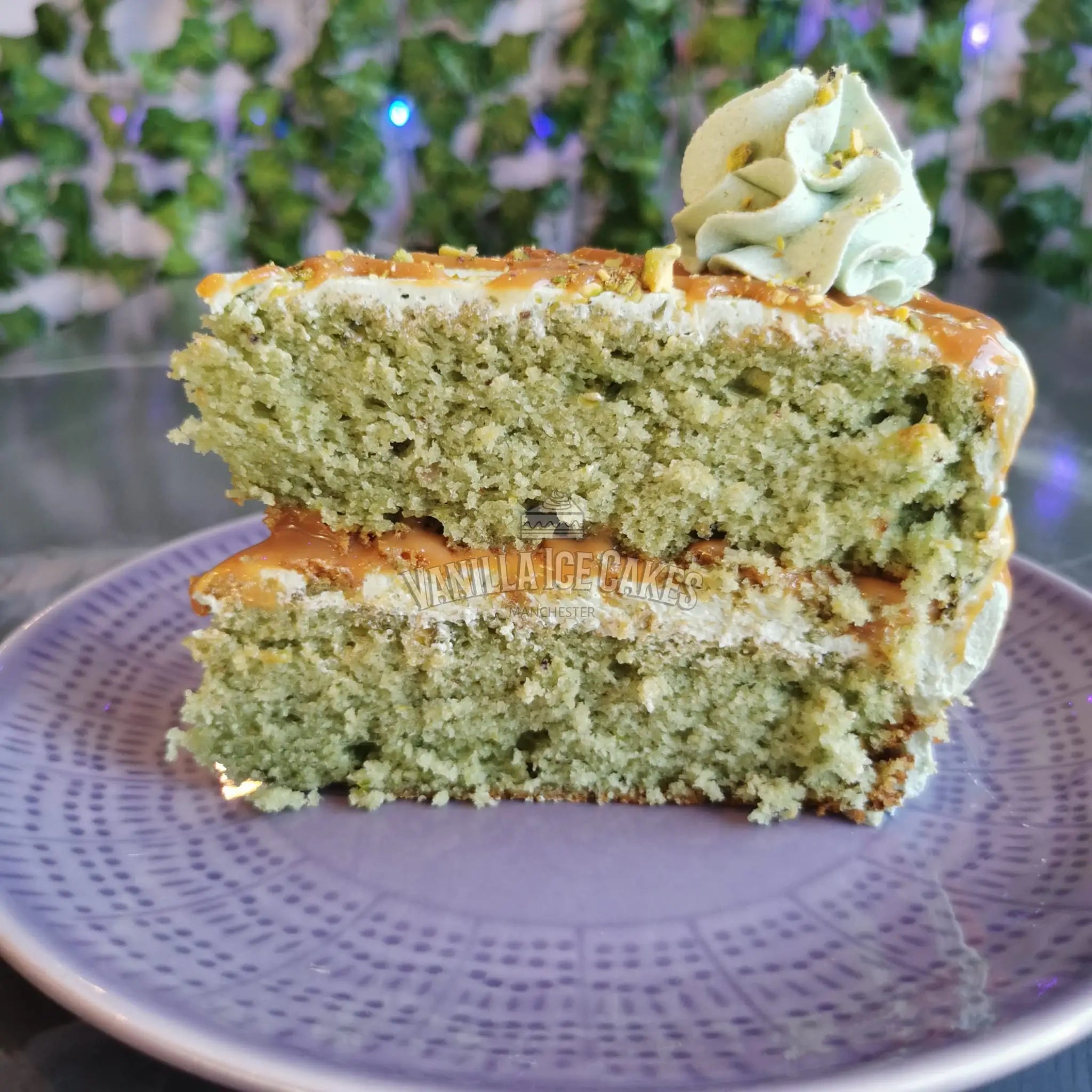 Caramel & Pistachio Cake Slice