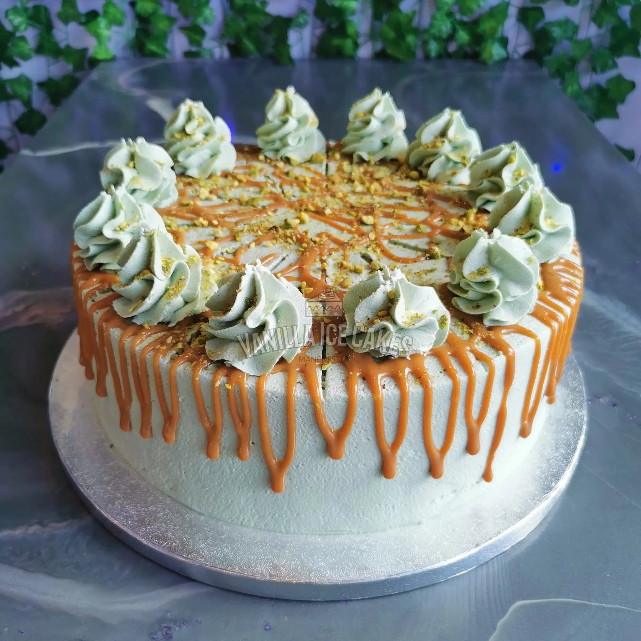 Caramel & Pistachio Cake Slice