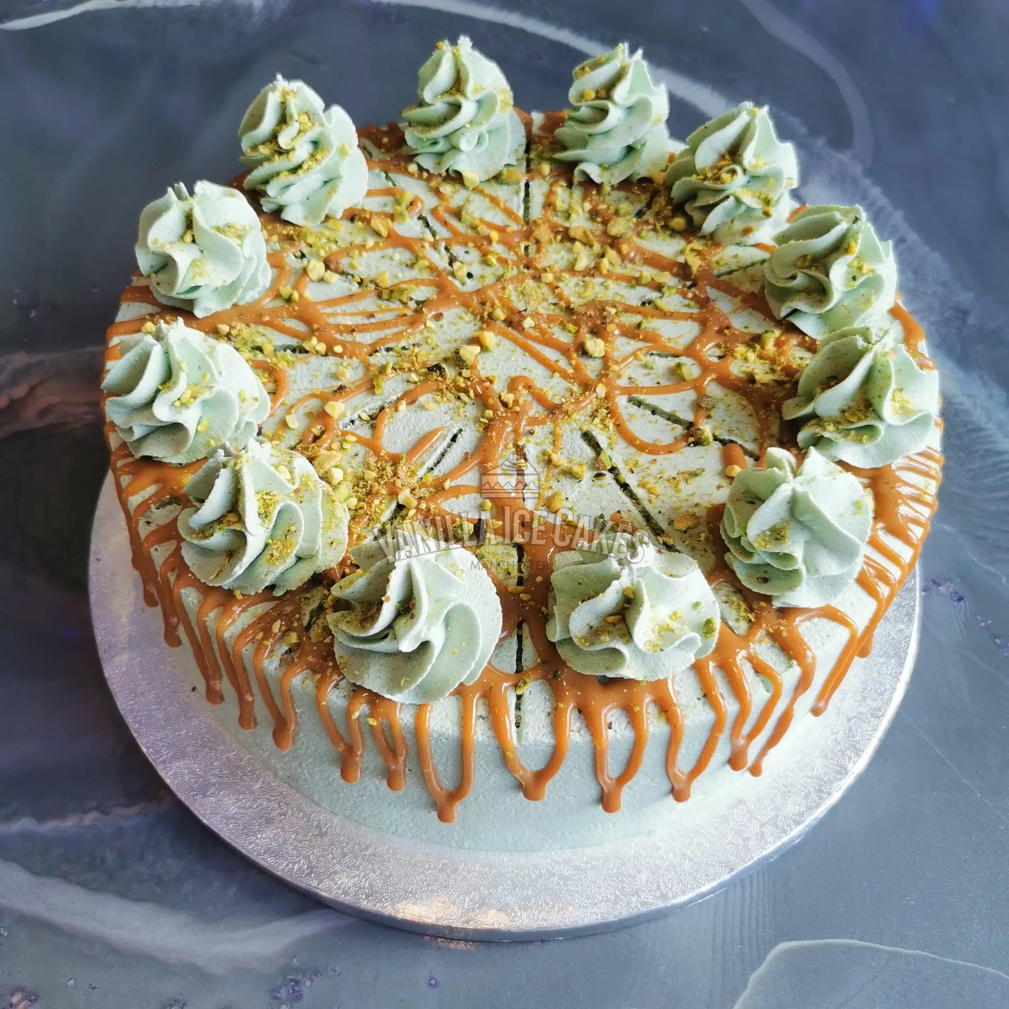 Caramel & Pistachio Cake Slice