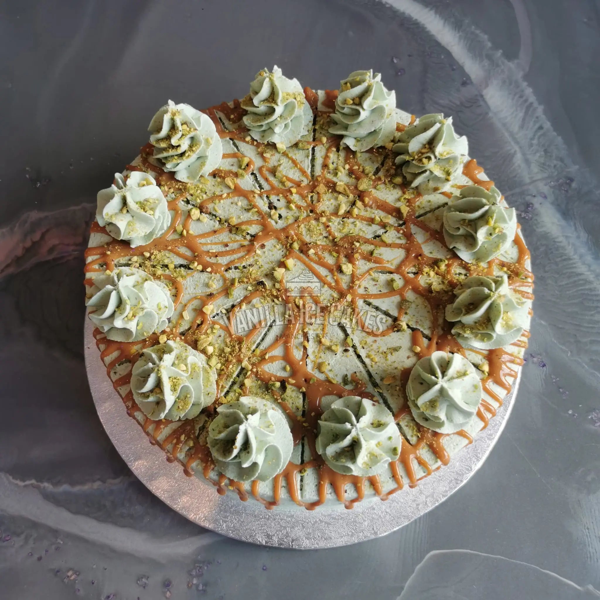 Caramel & Pistachio Celebration Cake