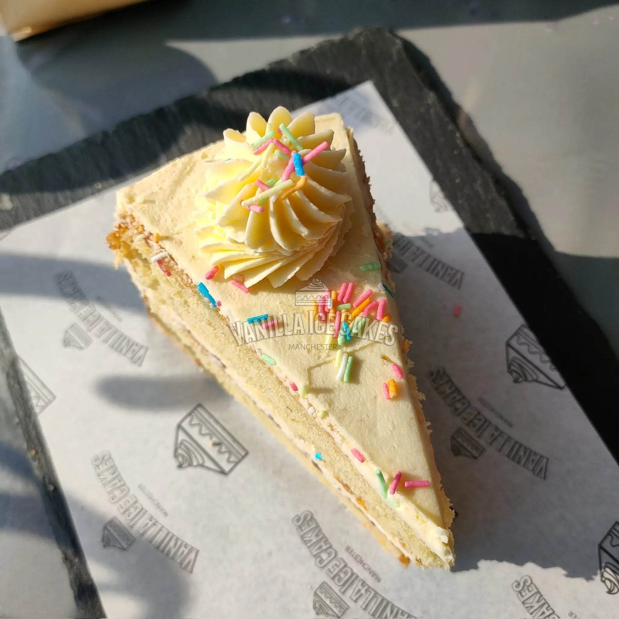 Vanilla Sprinkle Cake Slice