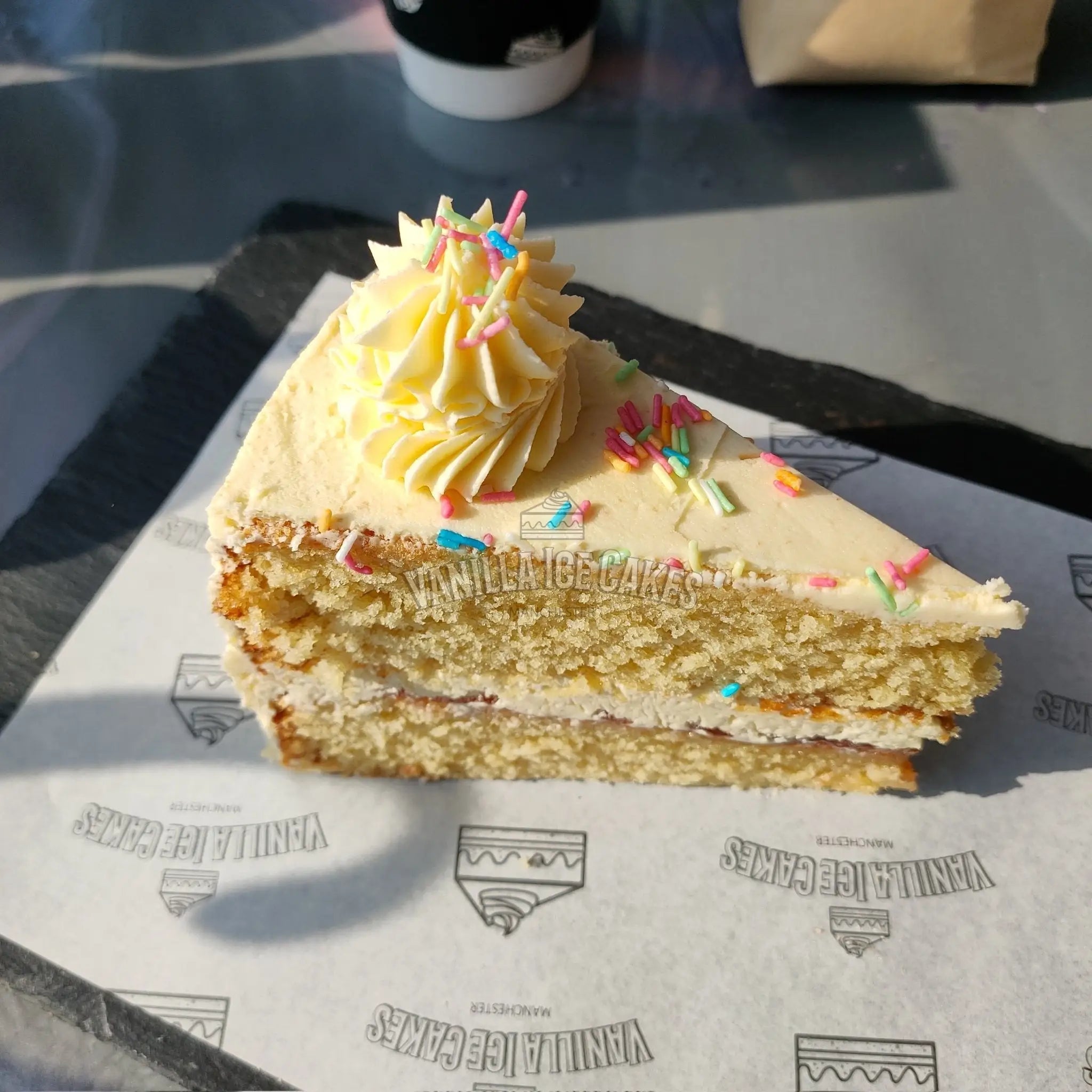 Vanilla Sprinkle Cake Slice