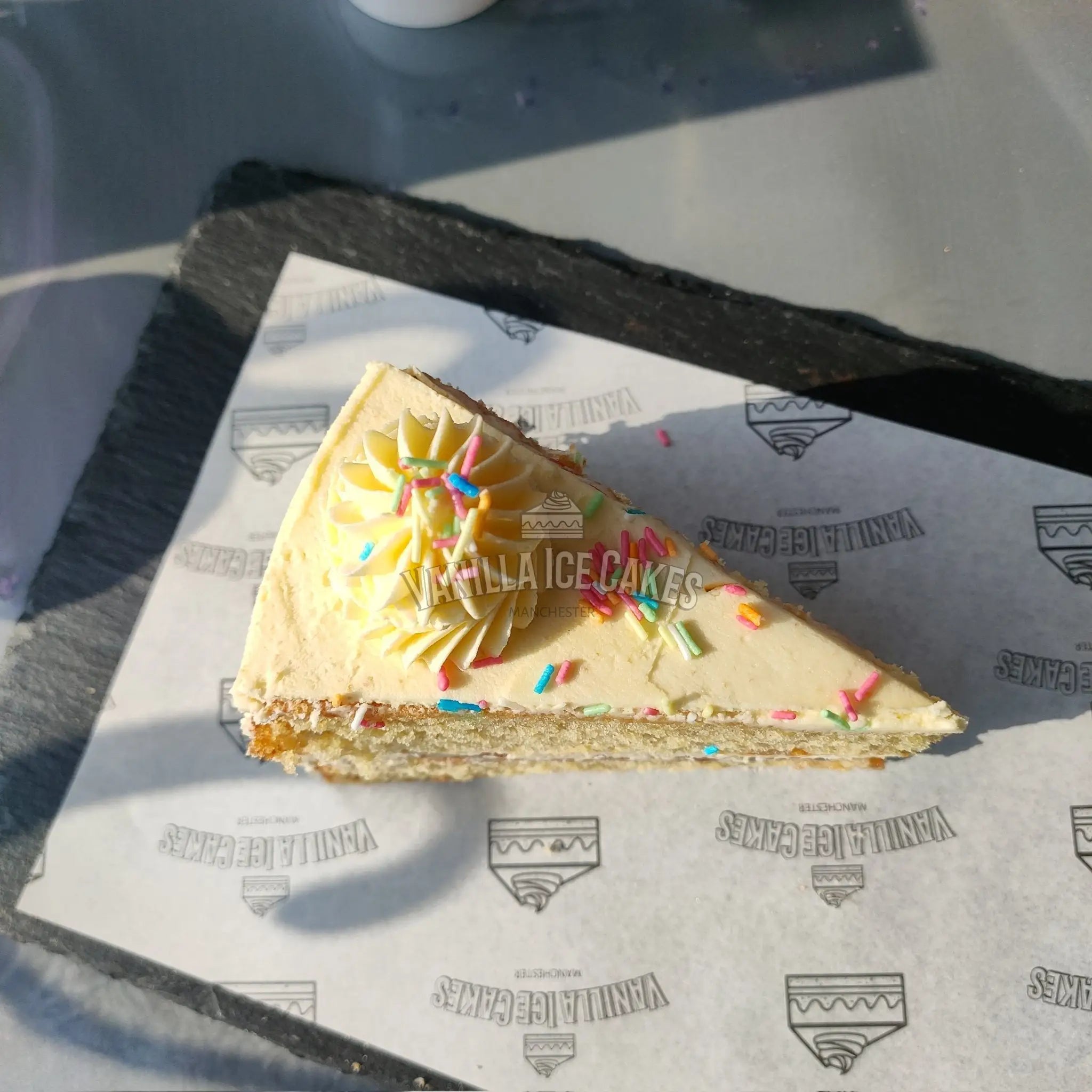 Vanilla Sprinkle Cake Slice