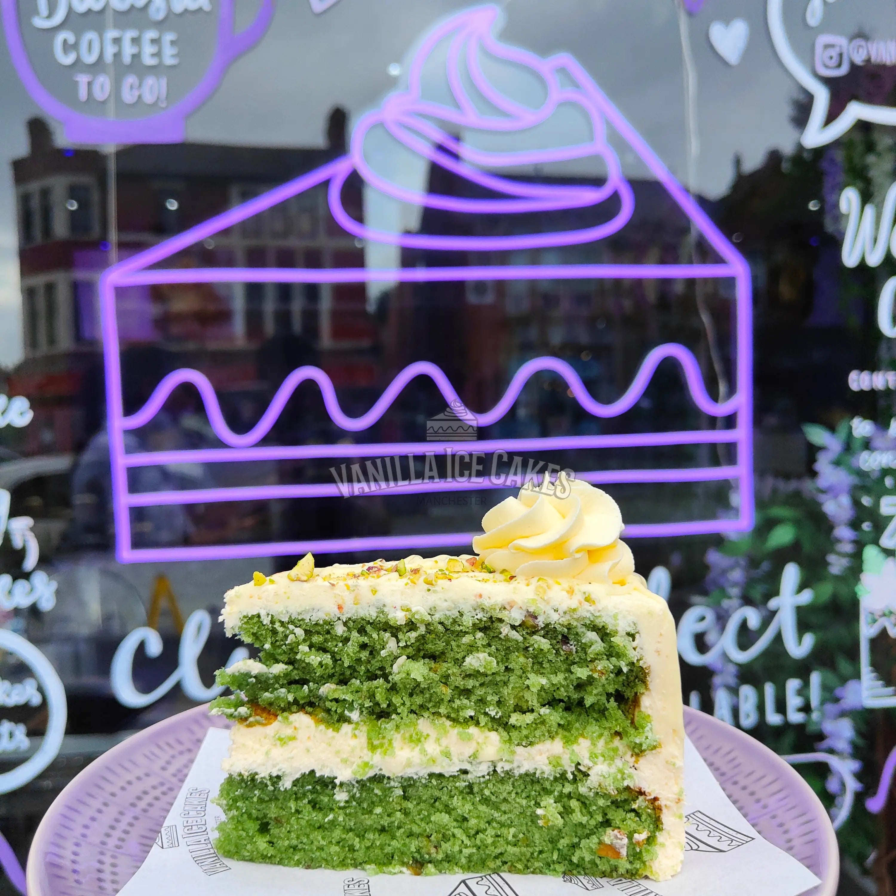 White Chocolate & Pistachio Cake Slice