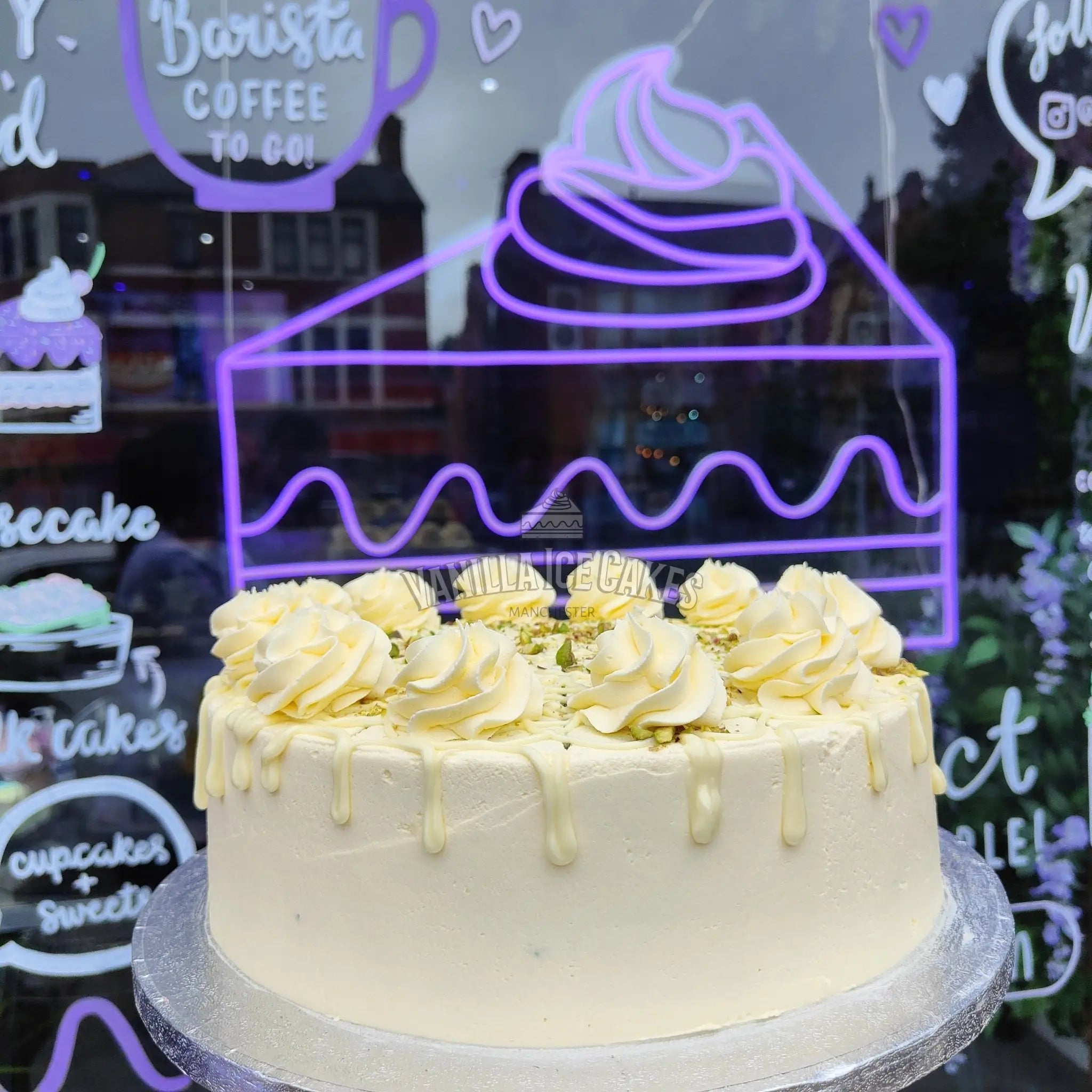 White Chocolate & Pistachio Celebration Cake
