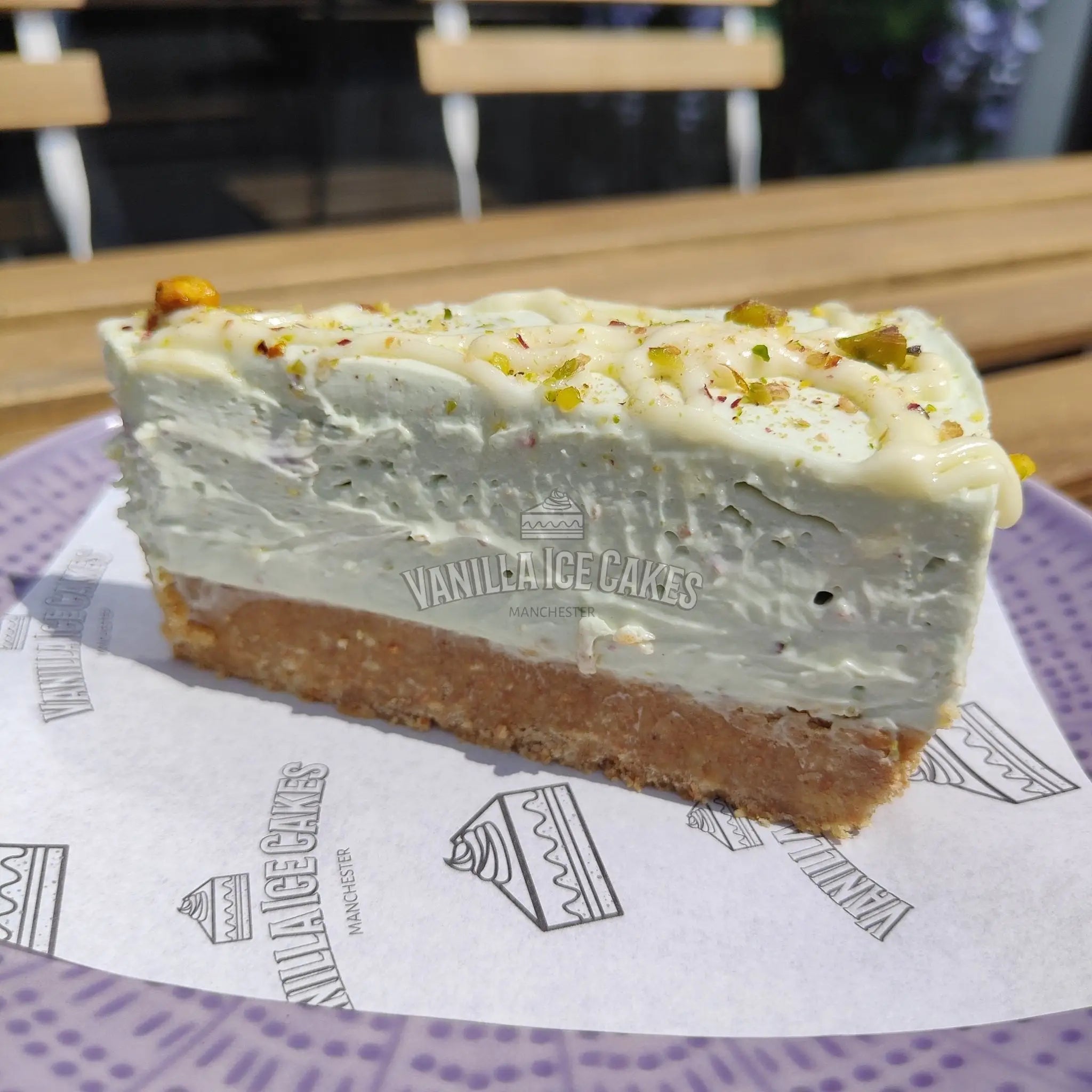 White Chocolate & Pistachio Cheesecake Slice