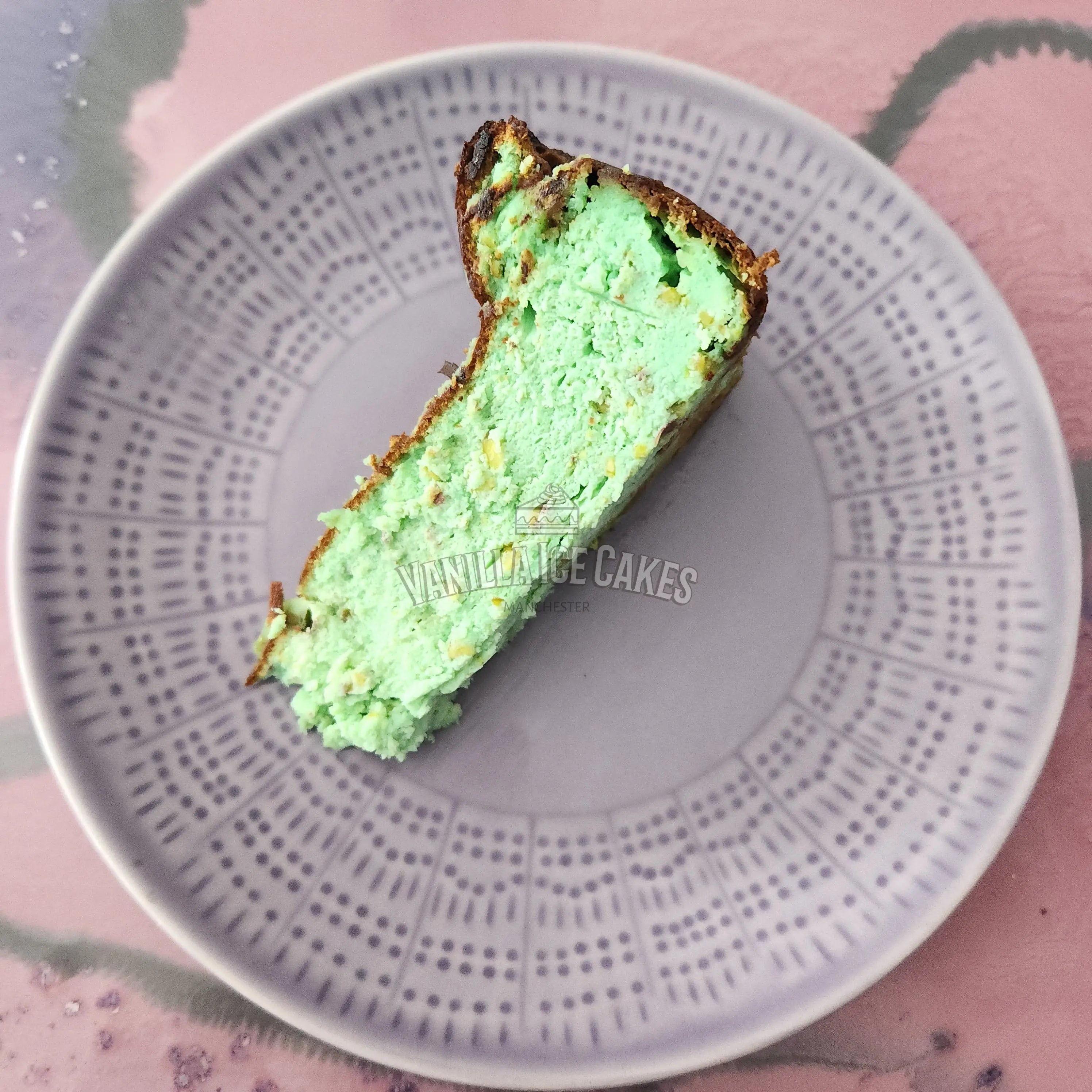 Pistachio San Sebastian Cheesecake Slice