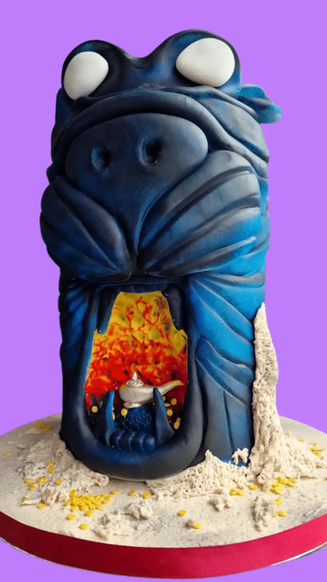 Blue genie cake with lamp.