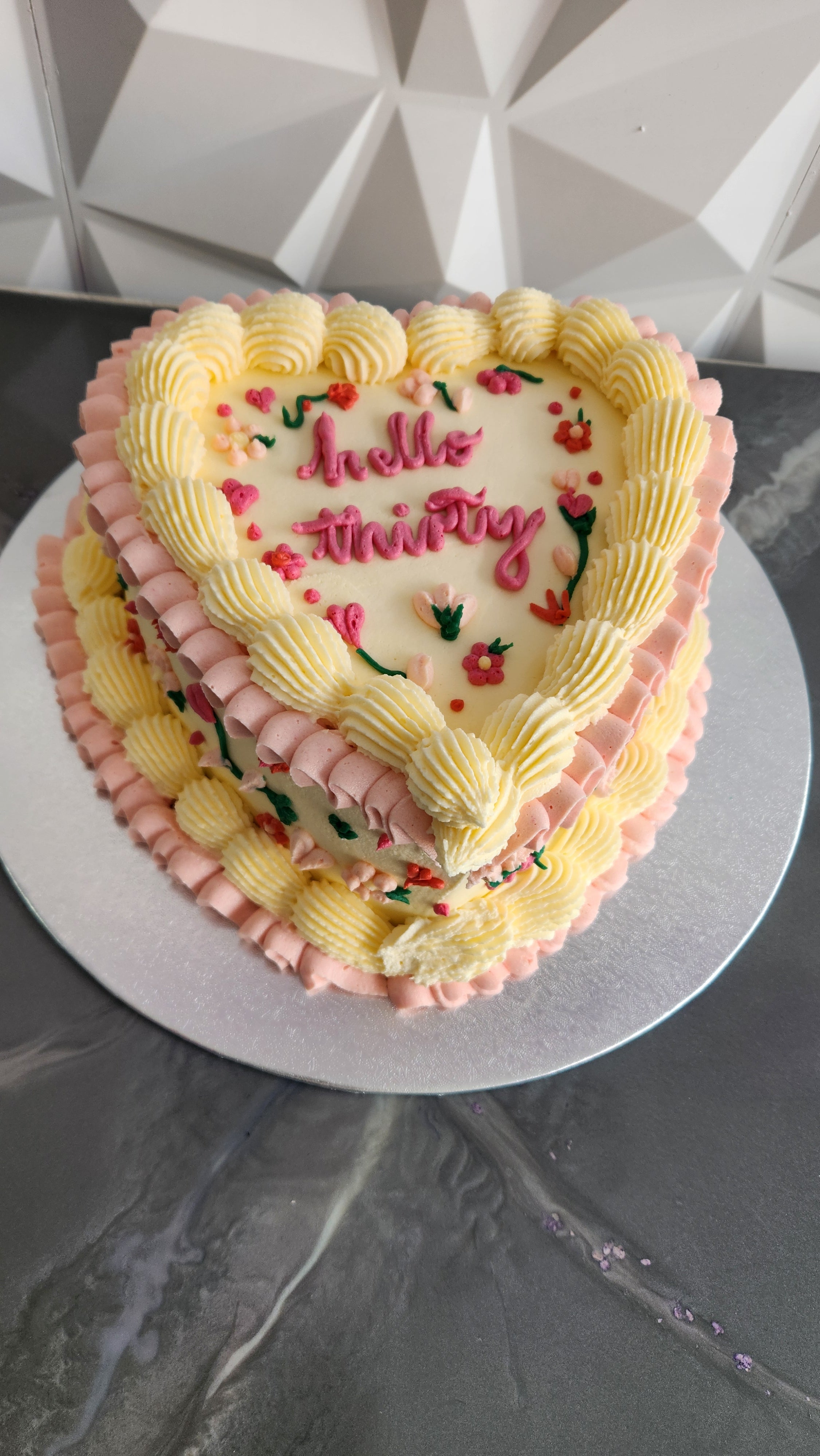 Heart Floral Vintage Cake