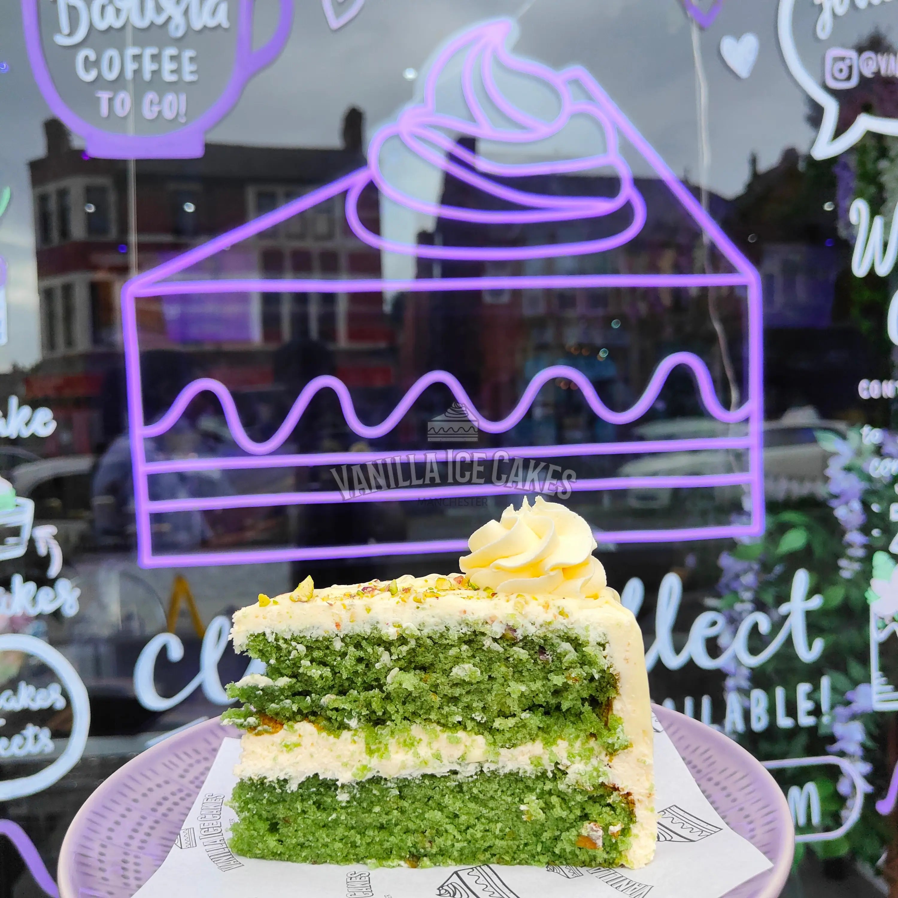 White Chocolate & Pistachio Cake Slice