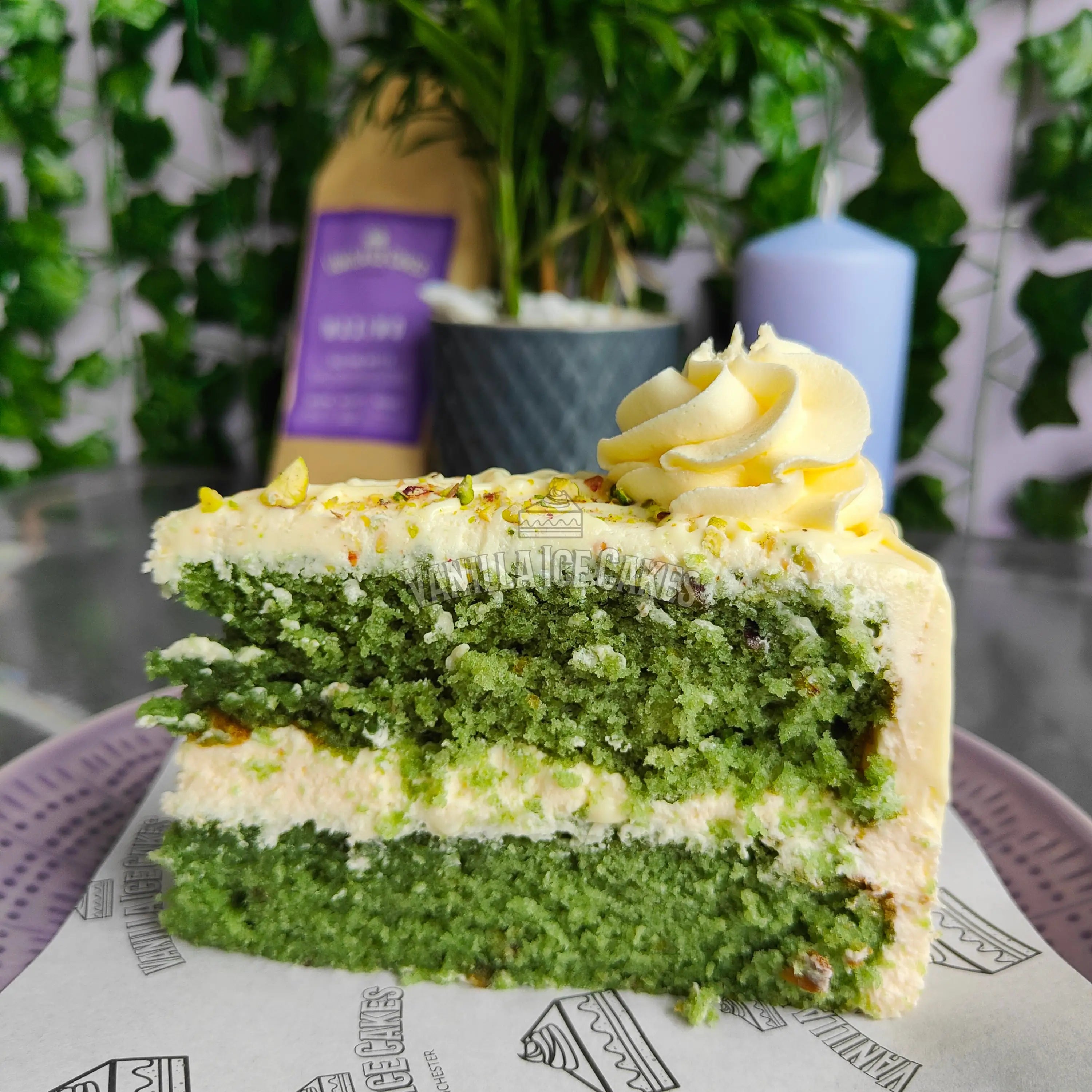 White Chocolate & Pistachio Cake Slice