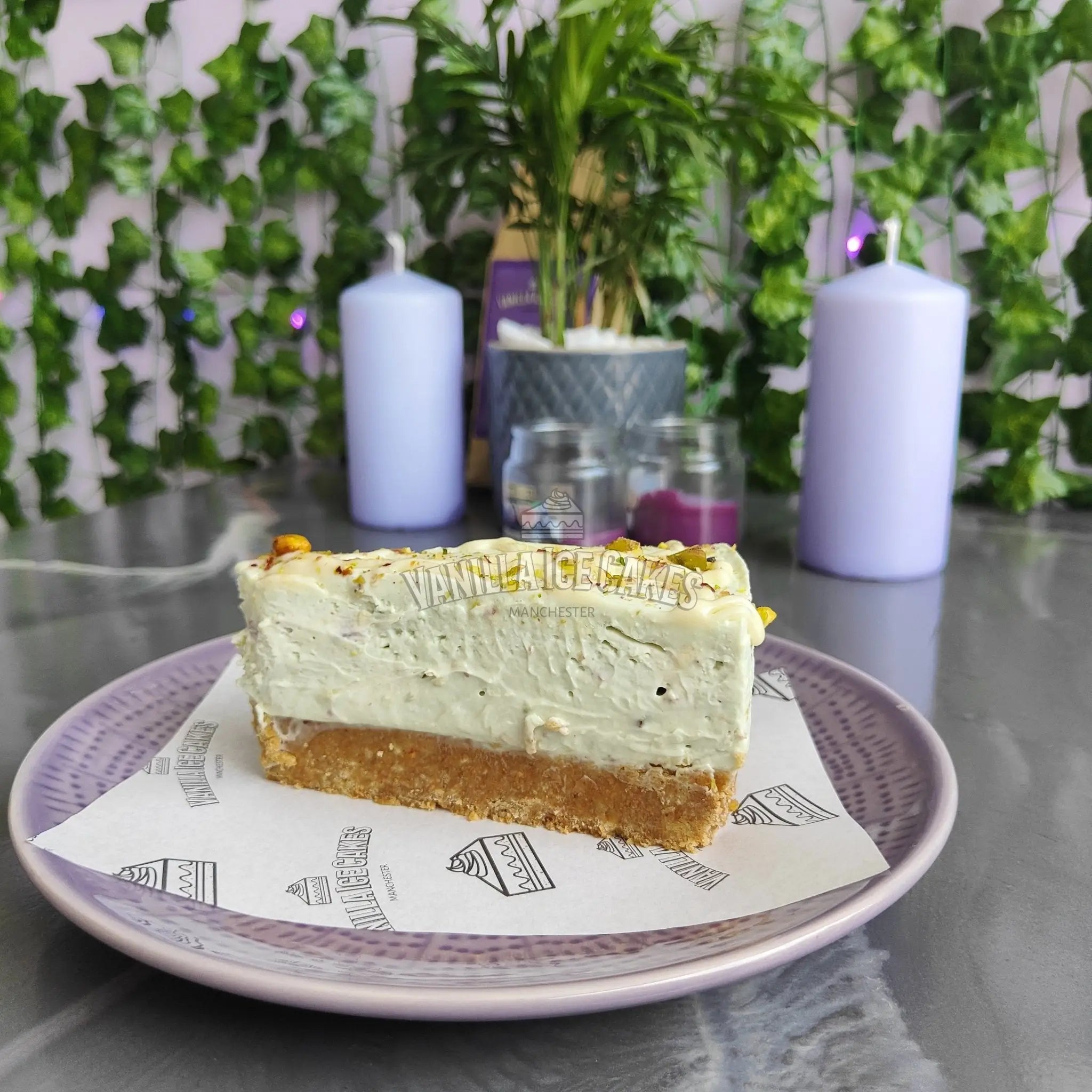 White Chocolate & Pistachio Cheesecake Slice