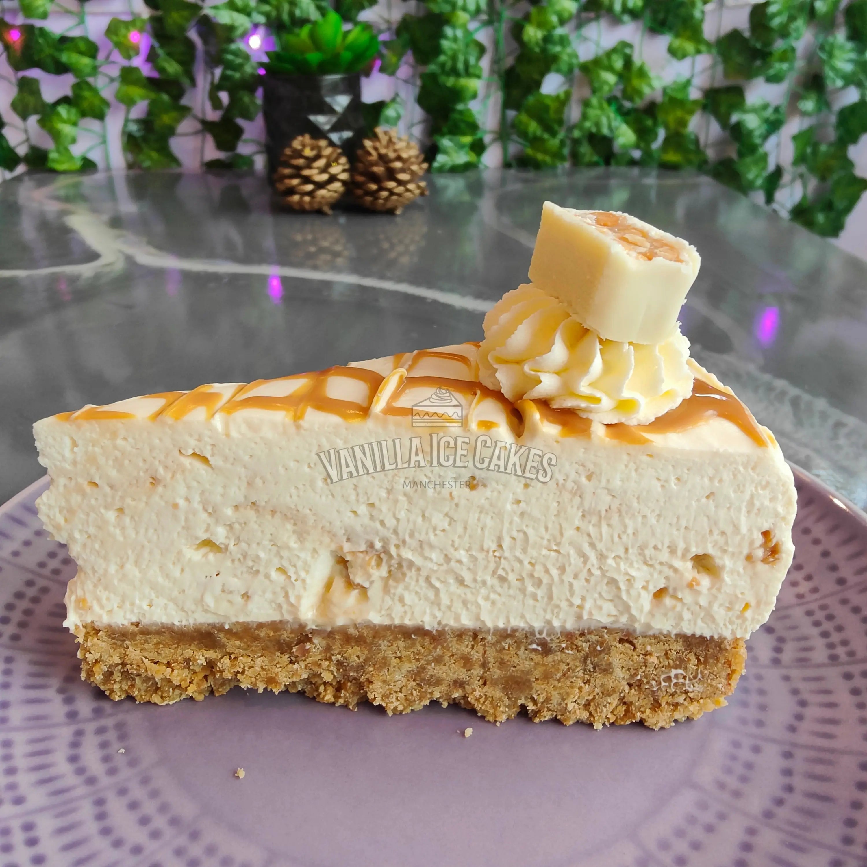 White Chocolate Snickers Cheesecake Slice